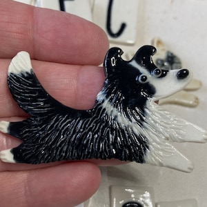 Border Collie Handmade Porcelain Ceramic Tile, Magnet, Pin or Ornament Tell Me Your Choice