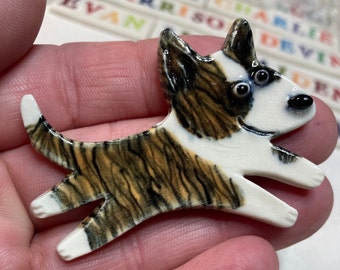 Bull Terrier Porcelain Ceramic Tile or Brooch Pin