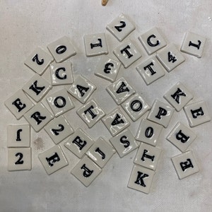 Price is PER LETTER Handmade by Mary D Tiles Ceramic Porcelain Square Letter and Number Art Tiles image 1