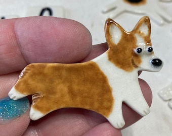 Handmade Porcelain Ceramic Art by Mary D Tiles Porcelain Tile or Brooch Pembroke Welsh Corgi