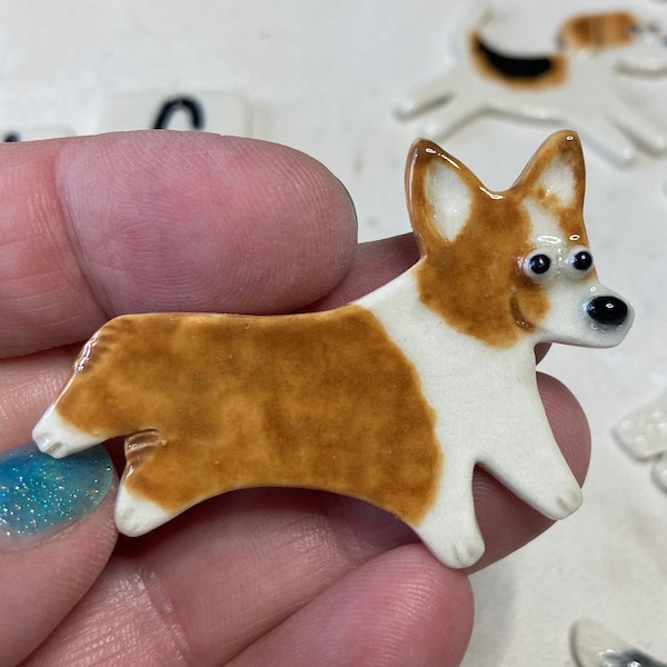 Pembroke Welsh Corgi Porcelain Ceramic Dog Tile or Pin