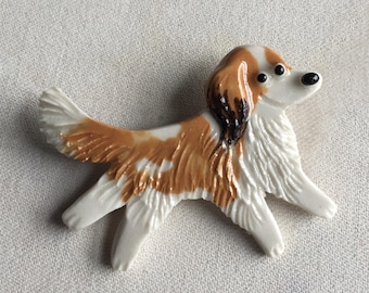 Nederlandse Kooikerhondje Handgemaakte porseleinen keramische tegels, magneet, speld of ornament Vertel me je keuze