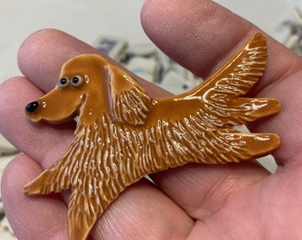 Handmade Porcelain Ceramic Art by Mary D Tiles Porcelain Tile or Brooch Irish Setter