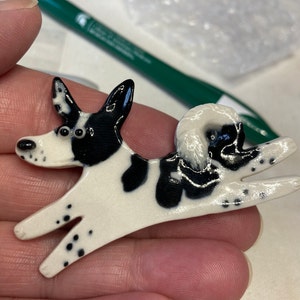 YOUR DOG CUSTOM Photos shows are previous orders Any Breed Mix Whimsical Funny Dog Handmade Porcelain Ceramic Art Pin/Tile by Mary D Tiles