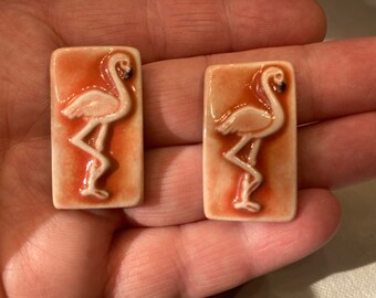 Per Each Porcelain Ceramic Mosaic Accent Art Tile Handmade by Mary D Tiles Flamingo 2 avail