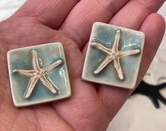 Porcelain Accent Tile Set of 2 Starfish