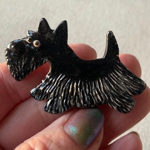 Handmade Porcelain Ceramic Art by Mary D Tiles Porcelain Tile or Brooch Scottish Terrier Scottie image 1