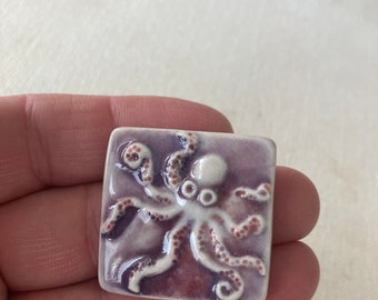 Porcelain Ceramic Mosaic Accent Art Tile Handmade by Mary D Tiles Octopus