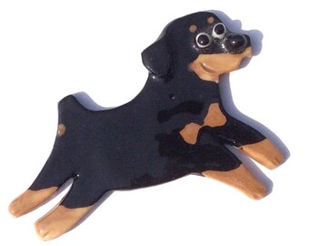 Rottweiler Porcelain Ceramic Tile or Brooch Pin with Top Quality US Made Stainless pin