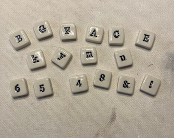 Price is **PER** LETTER - Ceramic Chunky Porcelain Letter and Number Tiles - please read ordering instructions below before you check out