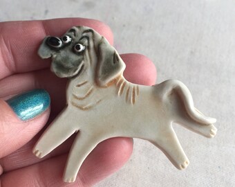 Mastiff Mountain Dog Porcelain Ceramic Tile or Brooch Pin