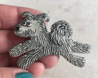 Pumi Porcelain Ceramic Dog Tile or Brooch Pin