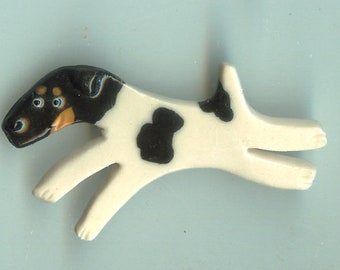 Smooth Fox Terrier Porcelain Ceramic Tile or Brooch Pin with Top Quality US Made Stainless pin