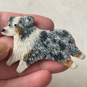 Handmade Porcelain Ceramic Art by Mary D Tiles Porcelain Tile or Brooch Australian Shepherd image 3