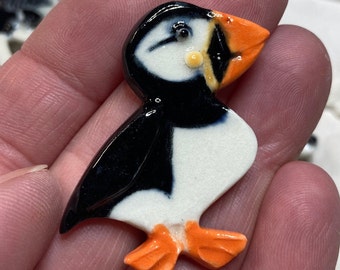 Puffin Porcelain Ceramic Tile or Brooch Pin