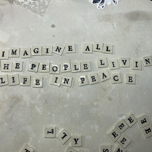 Handmade Porcelain Letter Tile: Black on White Ceramic, Numbers Available