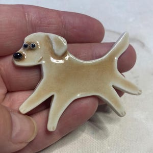Labrador Retriever Lab Whimsical Funny Dog Handmade Porcelain Ceramic Art Brooch Pin Tile by Mary D Tiles Porcelain Tile