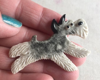 Miniature Schnauzer Ceramic Porcelain Dog Tile or Brooch Pin
