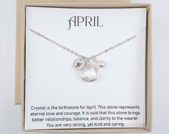 Personalized April Birthstone Necklace - Crystal Silver Necklace - April Necklace - April Jewelry - Birthstone Jewelry - April Birthday Gift