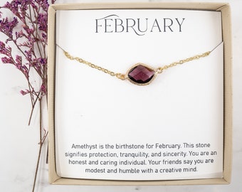 February Birthstone Necklace - Amethyst Gold Necklace - February Birthstone Jewelry - February Necklace - February Jewelry - Birthday Gift