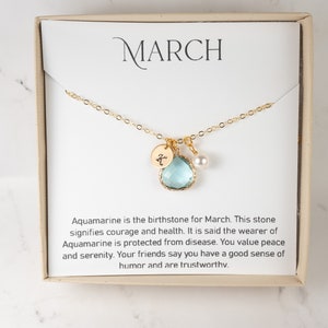 March birthstone top cross necklace