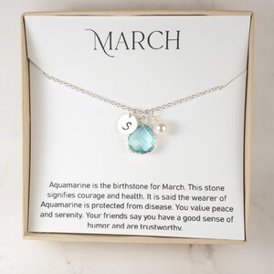 Personalized March Birthstone Necklace - Aquamarine Silver Necklace - March Jewelry - March Gift - Aquamarine Necklace - Birthstone Jewelry