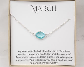 March Birthstone Necklace - Aquamarine Silver Necklace - March Jewelry - March Necklace - Aquamarine Necklace - Birthstone Jewelry