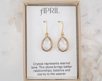 April Birthstone Earrings - Crystal Earrings - April Birthstone Jewelry - April Earrings - April Jewelry - April Birthday - Gold Earrings