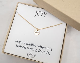 Joy Necklace - Gold Necklace - Minimalist Necklace - Layered Necklace - Message Jewelry - Inspiring Necklace - Stamped Jewelry