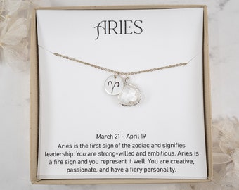 Aries Zodiac Silver Necklace, Aries April Necklace, April Birthday Jewelry, Zodiac Necklace, Astrology Silver Necklace