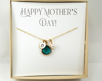 Personalized Birthstone Necklace, Gold Birthstone Jewelry, Mothers Day Gift