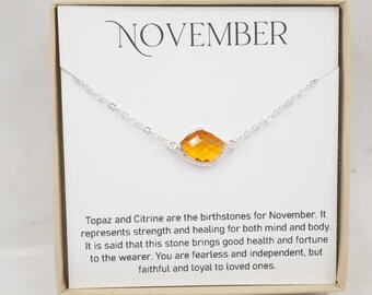 November Birthstone Necklace - Topaz Silver Necklace - November Birthstone Jewelry - November Necklace - Birthstone Jewelry - November Gift