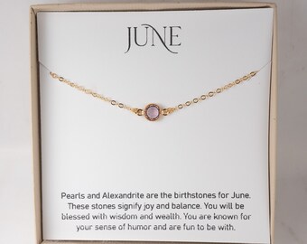 June Birthstone Necklace - Swarovski Gold Necklace - June Birthstone Jewelry - June Birthday Gift - June Necklace - June Jewelry