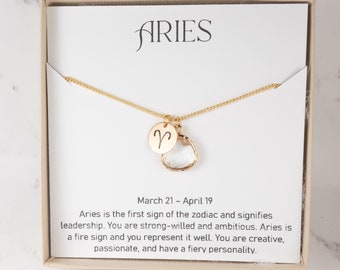 Aries Zodiac Gold Necklace, Aries April Necklace, April Birthday Jewelry, Zodiac Necklace, Astrology Gold Necklace