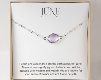 June Birthstone Necklace - Alexandrite Silver Necklace - June Birthstone Jewelry - June Birthday Gift - June Necklace - June Jewelry