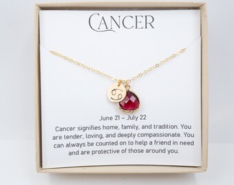 Cancer Zodiac Gold Necklace, Cancer July Necklace, July Birthday Jewelry, Zodiac Necklace, Astrology Gold Necklace