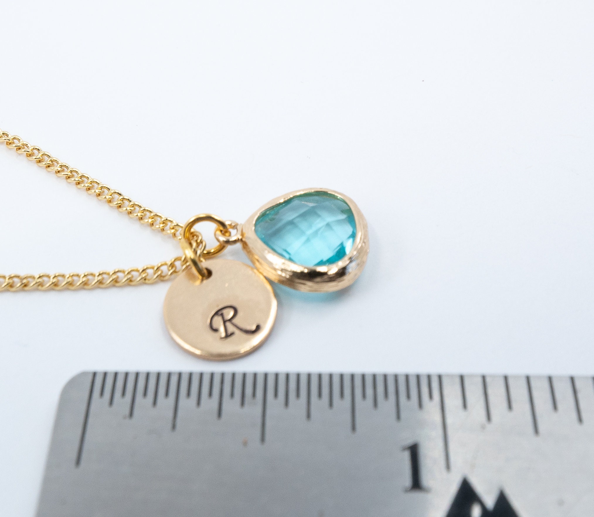 Little Girls Personalized March Birthstone Necklace Little Etsy