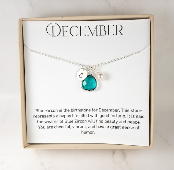 Turquoise Necklace Gift Personalized Jewelry Sagittarius Birthstone Birthstone Necklace December Birthstone Necklace Birthstone Charm