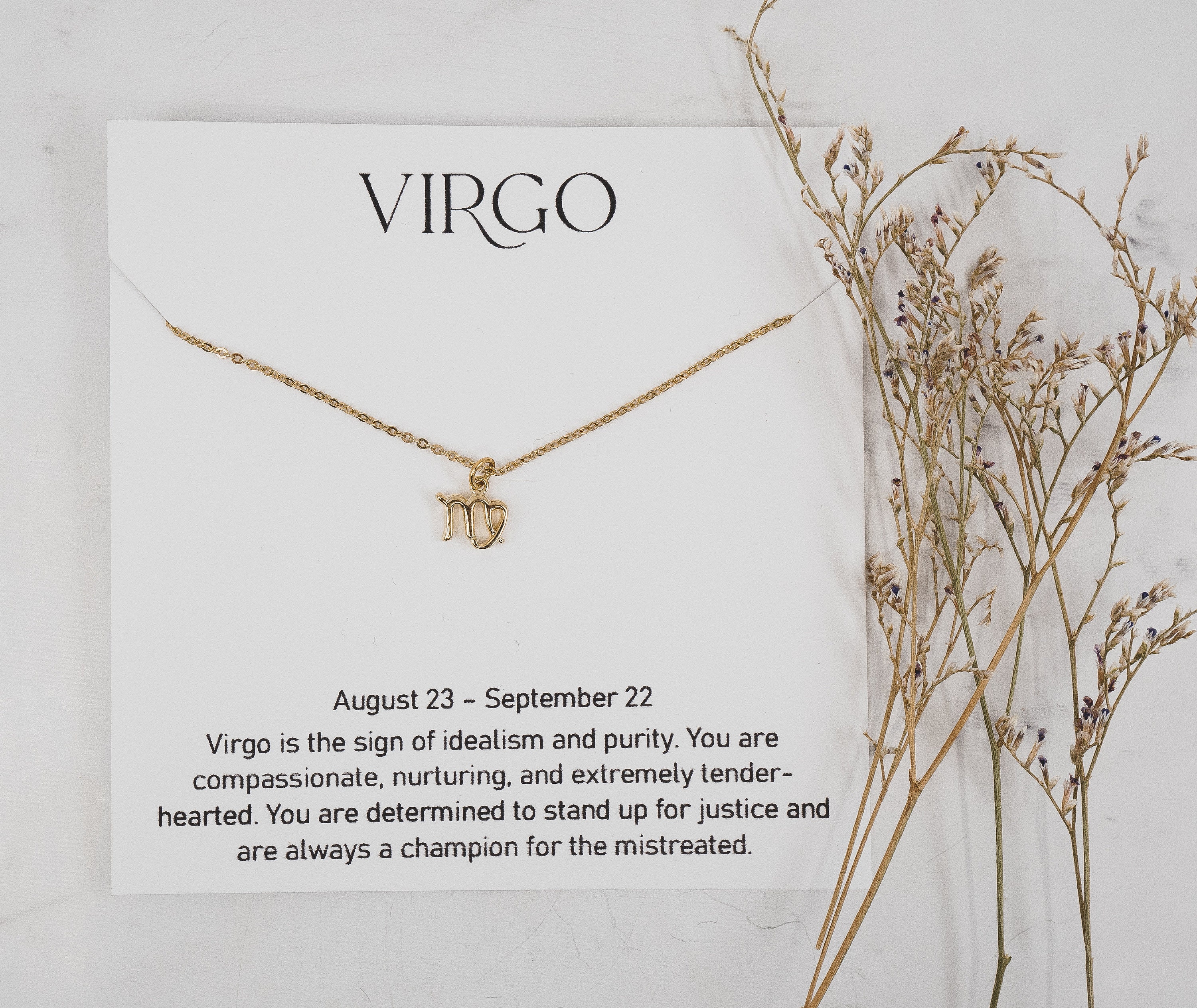 Virgo Necklace Virgo Gold Necklace Zen Birthday Gift Etsy