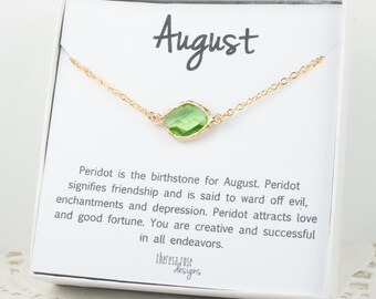 August Birthstone Gold Necklace, Peridot Gold Necklace, PeridotNecklace, August Birthstone Jewelry, August Birthday Gift, Bridesmaid Jewelry