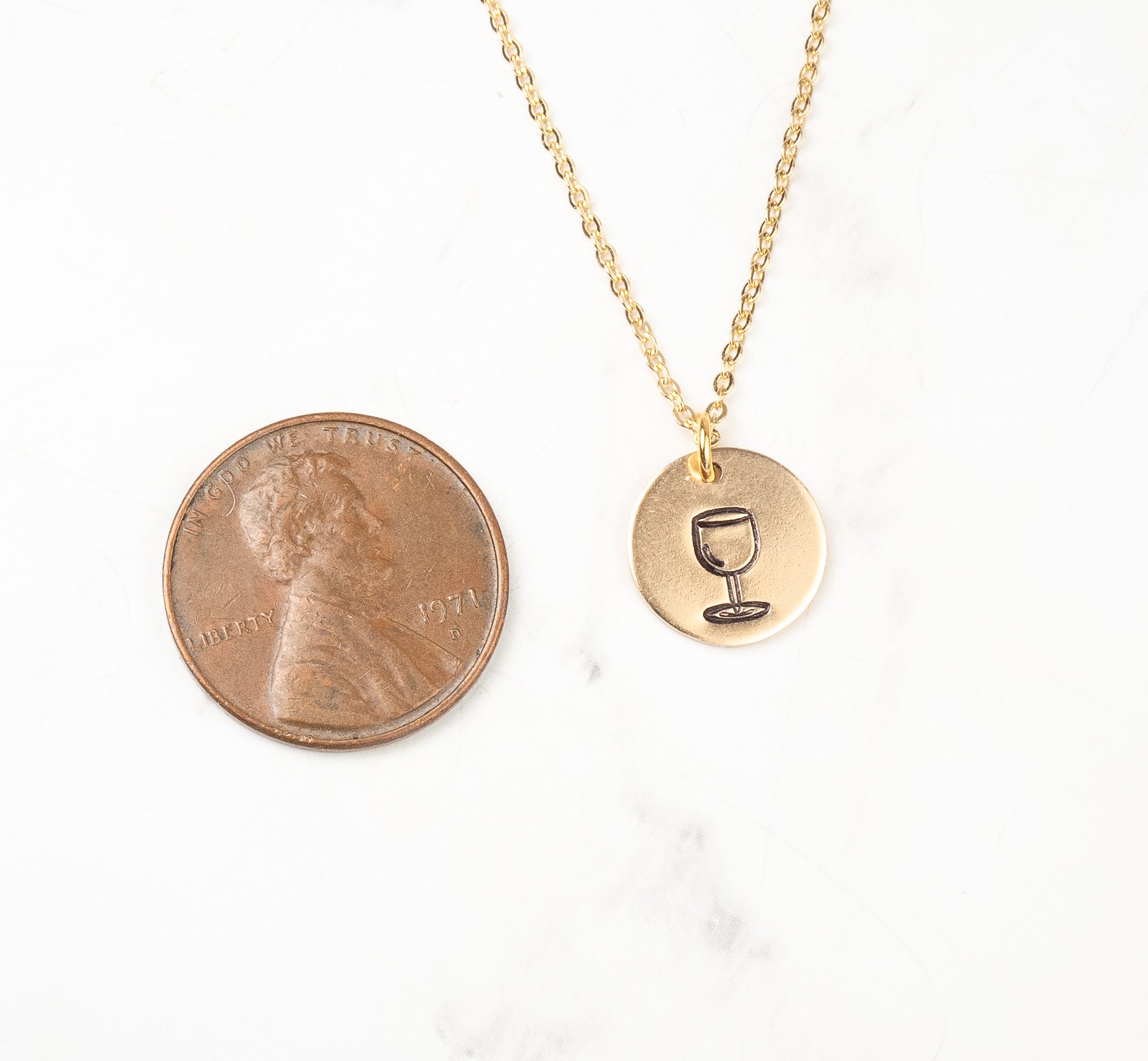 Wine Necklace Gold Wine Glass Necklace Layering Necklace Etsy