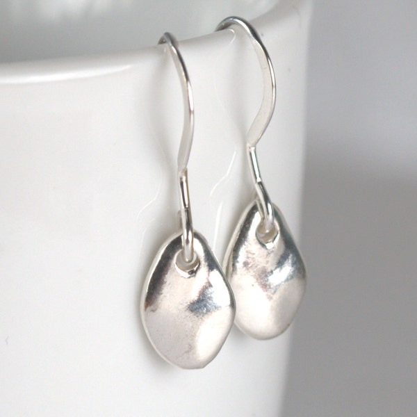 Tiny Silver Nugget Earrings - Sterling Silver Earrings - Dainty Earrings - Small Drop Earrings - Small Silver Earrings - Gift Under 15