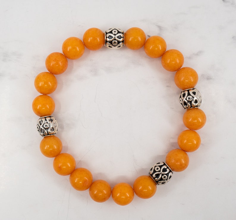 Orange Bracelet Classic Orange Beaded Bracelet Layering Etsy