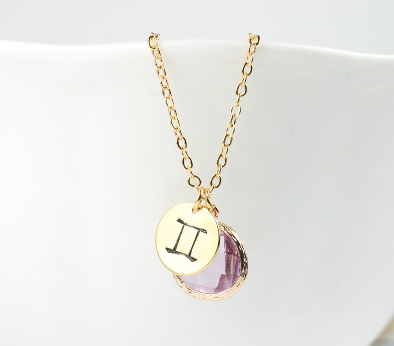 Gemini Zodiac Gold Necklace Gemini June Necklace June Etsy