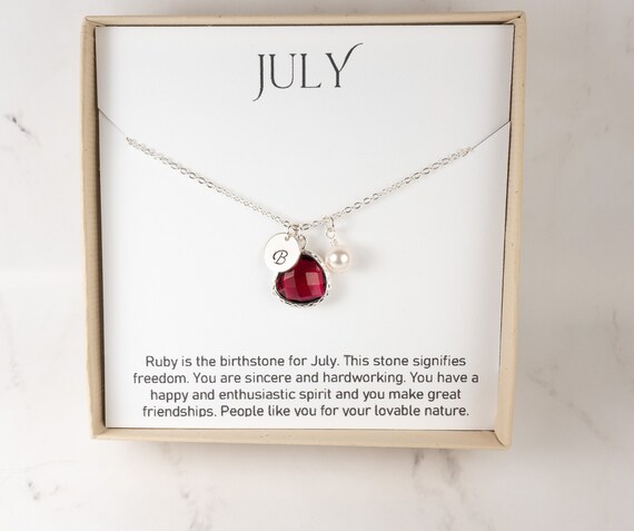 Personalized July Birthstone Necklace 