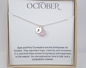Little Girl Personalized October Birthstone Necklace, Little Girl Jewelry, Silver Birthstone Jewelry, October Birthday Gift