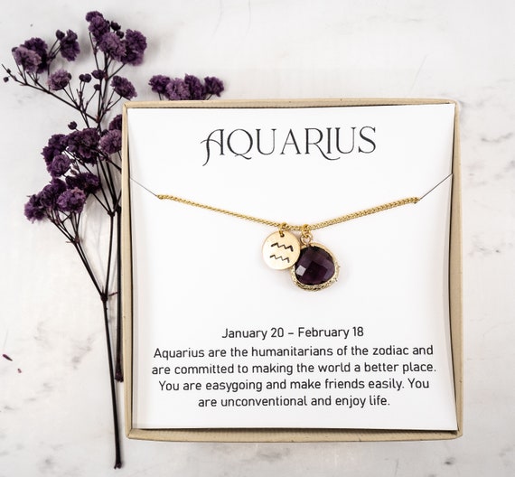 Aquarius Zodiac Gold Necklace Aquarius 
