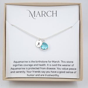 Little Girl Personalized March Birthstone Necklace - Little Girl Jewelry - Silver Birthstone Necklace - Birthstone Jewelry