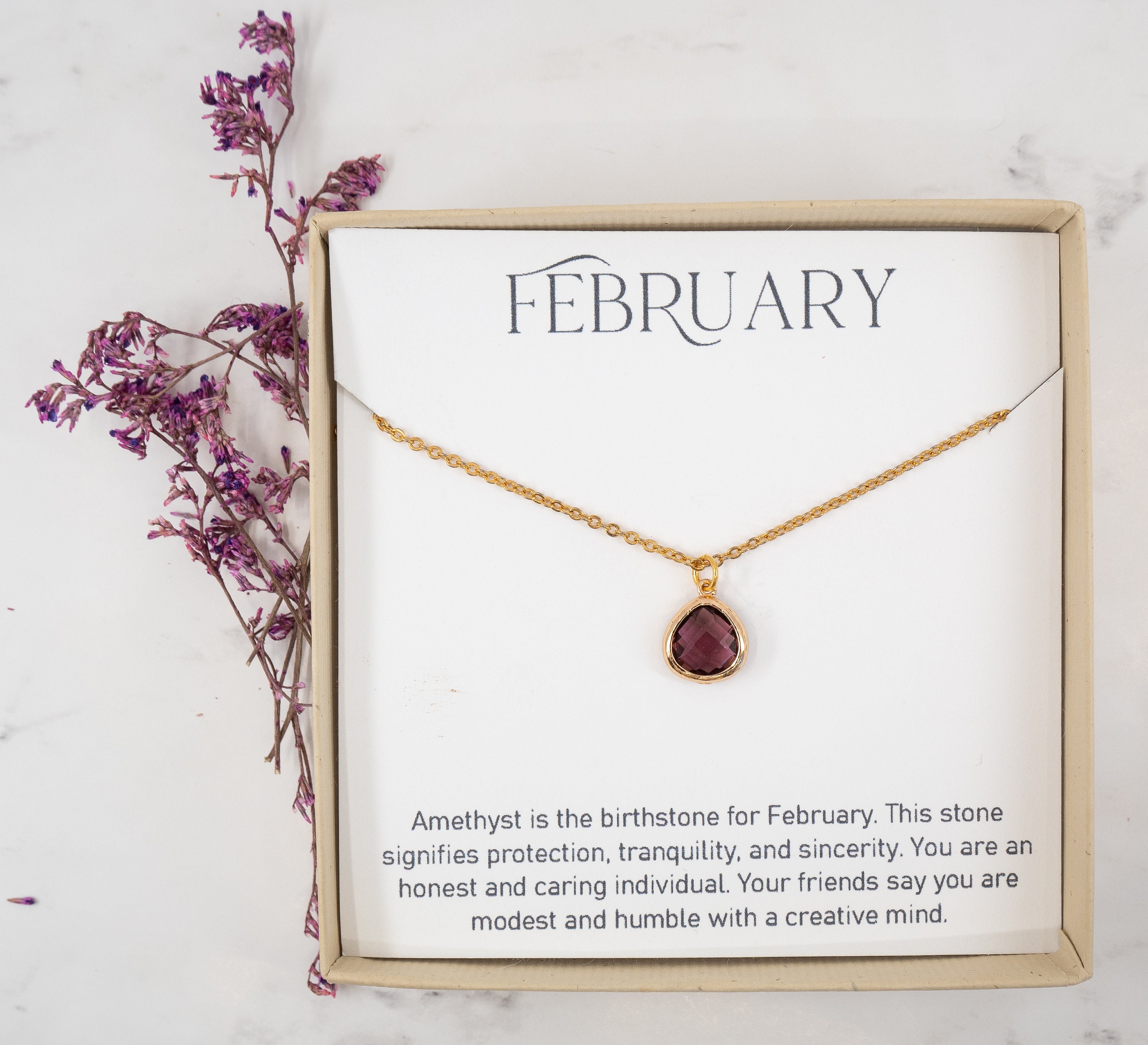 Tiny February Birthstone Necklace 