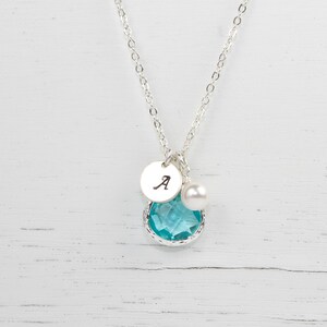 Personalized March Birthstone Necklace Aquamarine Silver Necklace March Jewelry March Gift Aquamarine Necklace Birthstone Jewelry image 3